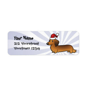 Kerstmis Dachshund (longhaar) Etiket