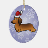 Kerstmis Dachshund (longhaar) Keramisch Ornament (Rechts)
