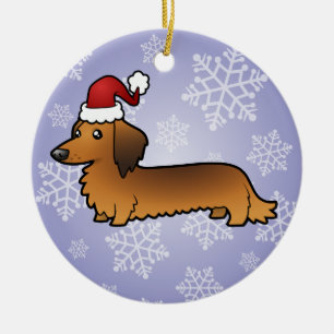 Kerstmis Dachshund (longhaar) Keramisch Ornament