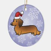 Kerstmis Dachshund (longhaar) Keramisch Ornament (Links)