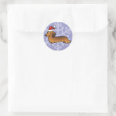 Kerstmis Dachshund (longhaar) Ronde Sticker (Tas)