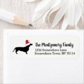 Kerstmis Dachshund met Santa Hat & Familienaam Etiket (Insitu)