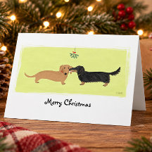 Kerstmis Dachshund Mistletoe Kus Liefde Honden Xma