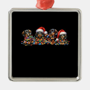 Kerstmis Dachshund Puppies Metalen Ornament