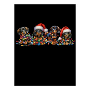 Kerstmis Dachshund Puppies Perfect Poster