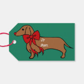 Kerstmis Dachshund Puppy Cadeautags Cadeaulabel (Achterkant Horizontaal)
