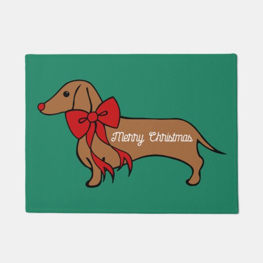Kerstmis Dachshund Puppy Deurmat (Voorkant)