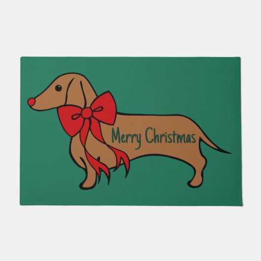 Kerstmis Dachshund Puppy Deurmat (Voorkant)