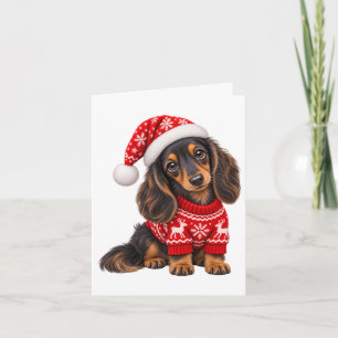Kerstmis Dachshund Puppy Kaart