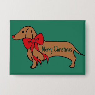  Kerstmis Dachshund Puppy Knop  Button