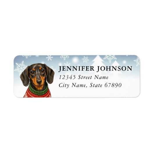 Kerstmis Dachshund Retouradreslabels Etiket (Voorkant)