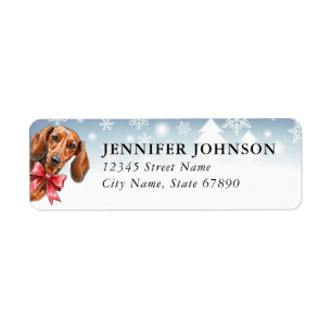 Kerstmis Dachshund Retouradreslabels Etiket