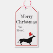 Kerstmis Dachshund & Santa Hat Cadeaulabel (Voorkant)
