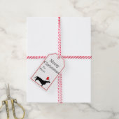 Kerstmis Dachshund & Santa Hat Cadeaulabel (Met Touw)