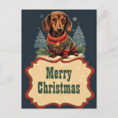 Kerstmis Dachshund Schilderen Briefkaart (Voorkant)