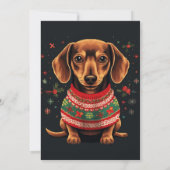 Kerstmis Dachshund Schilderen Kaart (Achterkant)