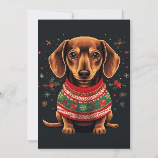 Kerstmis Dachshund Schilderen Kaart (Achterkant)