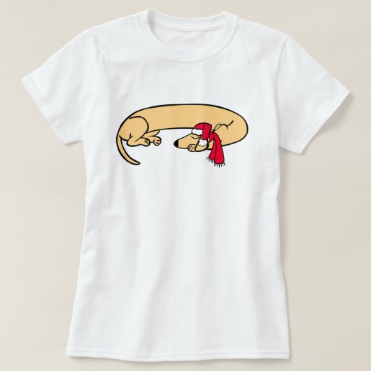 Kerstmis Dachshund Slaap T-Shirt (Design voorkant)
