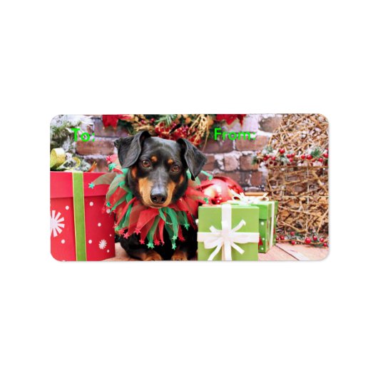 Kerstmis - Dachshund - Tanner Etiket (Voorkant)
