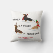 Kerstmis Dachshund Wandelen in een Wiener Wonderla Kussen (Achterkant)