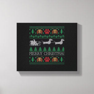 Kerstmis Dachshund Wiener Dog Dachshund Lelijke Ke Canvas Afdruk