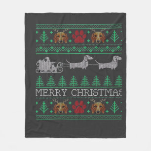 Kerstmis Dachshund Wiener Dog Dachshund Lelijke Ke Fleece Deken