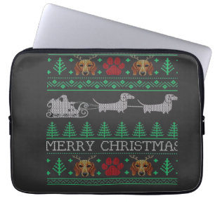 Kerstmis Dachshund Wiener Dog Dachshund Lelijke Ke Laptop Sleeve