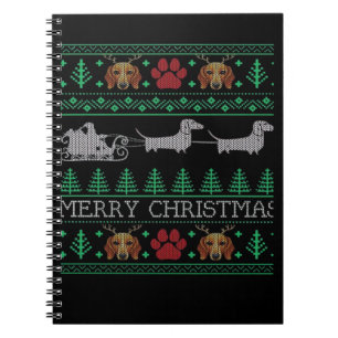 Kerstmis Dachshund Wiener Dog Dachshund Lelijke Ke Notitieboek