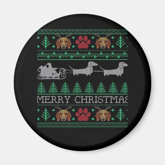 Kerstmis Dachshund Wiener Dog Dachshund Ugly Chri Magneet (Voorkant)