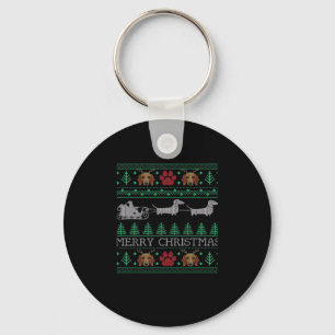 Kerstmis Dachshund Wiener Dog Dachshund Ugly Chri Sleutelhanger