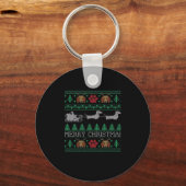 Kerstmis Dachshund Wiener Dog Dachshund Ugly Chri Sleutelhanger (Voorkant)
