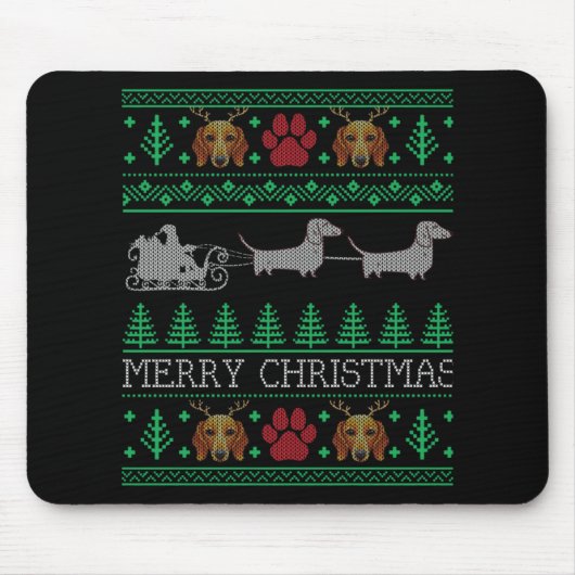 Kerstmis Dachshund Wiener Dog Muismat (Voorkant)