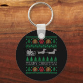 Kerstmis Dachshund Wiener Dog Sleutelhanger (Voorkant)