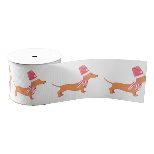 Kerstmis Dachshund Wit Grosgrain Lint (Spoel)