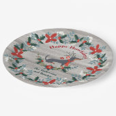 Kerstmis    DachshundDog Antlers Rustic Greenery Papieren Bordje (Gekanteld)