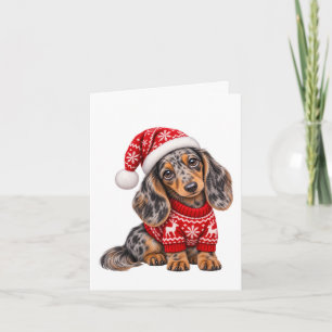 Kerstmis Dackel Puppy Kaart