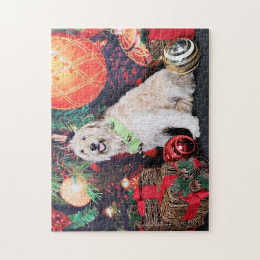 Kerstmis - Daisy - Goldendoodle Legpuzzel (Verticaal)