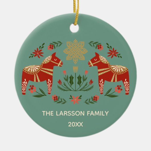 Kerstmis Dala Horse Keramisch Ornament (Voorkant)