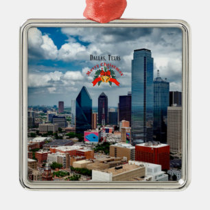 Kerstmis, Dallas, Texas skyline Metalen Ornament