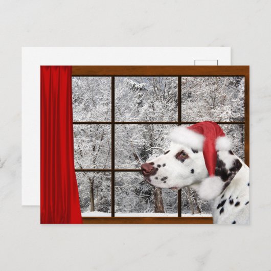 Kerstmis dalmatian feestdagenkaart (Voorkant / Achterkant)