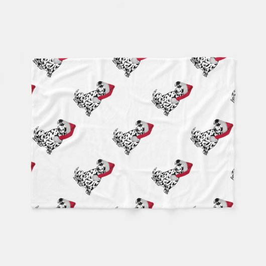 Kerstmis Dalmatian Fleece Deken (Voorkant (Horizontaal))