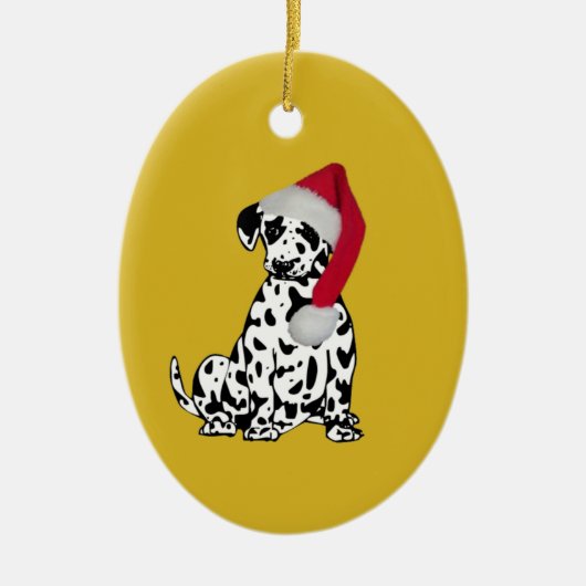 Kerstmis Dalmatian Gold Keramisch Ornament (Voorkant)