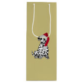 Kerstmis Dalmatian Gold Wijn Cadeautas (Voorkant)