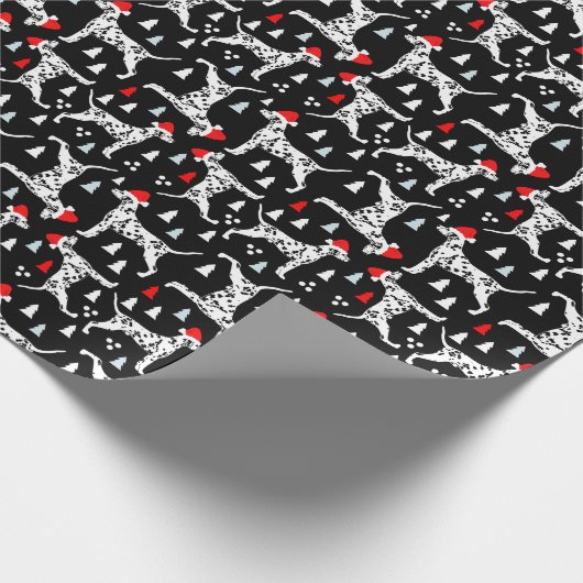 Kerstmis Dalmatiërs in Santa Hats Black Vakantie Cadeaupapier (Hoek)
