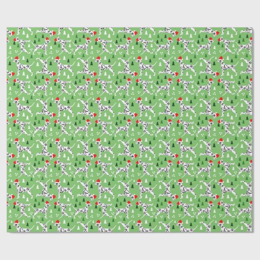 Kerstmis Dalmatiërs in Santa Hats Groene Vakantie Cadeaupapier (Vlak)