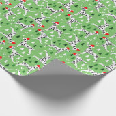 Kerstmis Dalmatiërs in Santa Hats Groene Vakantie Cadeaupapier (Hoek)