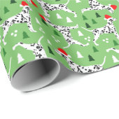 Kerstmis Dalmatiërs in Santa Hats Groene Vakantie Cadeaupapier (Rol Hoek)