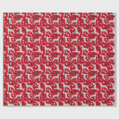 Kerstmis Dalmatiërs in Santa Hats Rode Vakantie Cadeaupapier (Vlak)