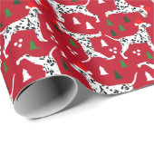 Kerstmis Dalmatiërs in Santa Hats Rode Vakantie Cadeaupapier (Rol Hoek)