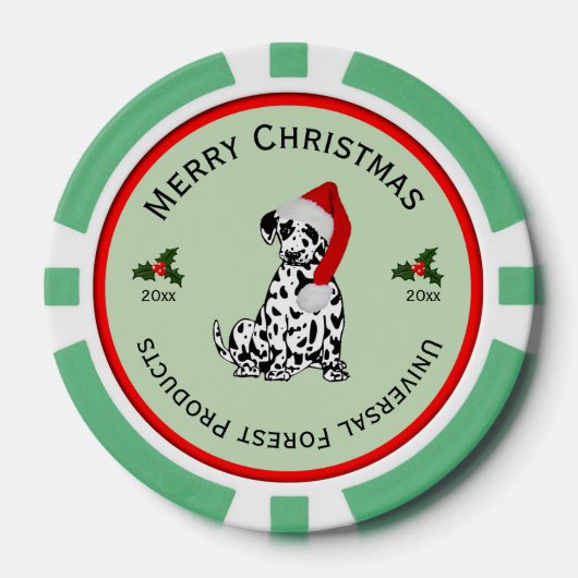 Kerstmis Dalmatische Zakelijke Groeten Poker Chips (Voorkant)